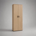 Zweitüriger Kleiderschrank aus Spanplatte mit Eiche-Dekor, Eiche Natur/Schwarz, 80 × 50 × 180 cm