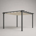 Pergola mit Schiebedach 300 × 300 × 230 cm, rechteckiges Stahlgestell, Anthrazit und Creme