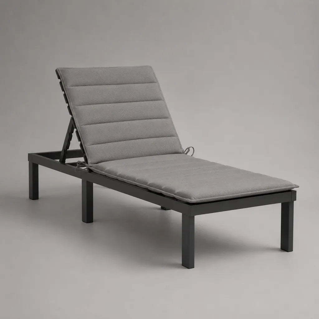 Verstellbare Gartenliege aus pulverbeschichtetem Stahl mit Polyester-Auflage, Grau/Anthrazit, 198 × 65 × 91 cm
