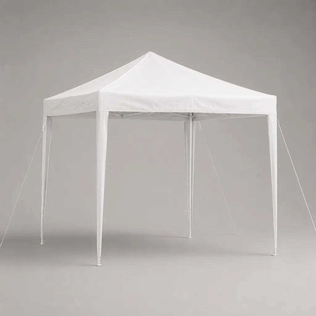 Faltpavillon 300 x 300 x 255 cm mit Polyester-PVC-Dach und Stahlgestell, quadratisch, Weiß