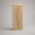 Kleiderschrank mit 2 Drehtüren aus MDF und Spanplatte, Natureiche und Weiß, 80 × 50 × 180 cm